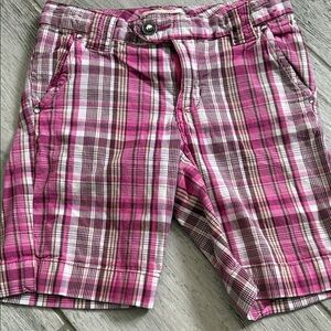 Girls Pink Plaid Bermuda Shorts Size 8
